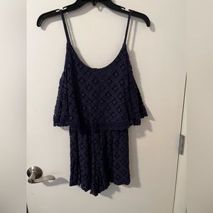 Navy Blue Lace Romper
